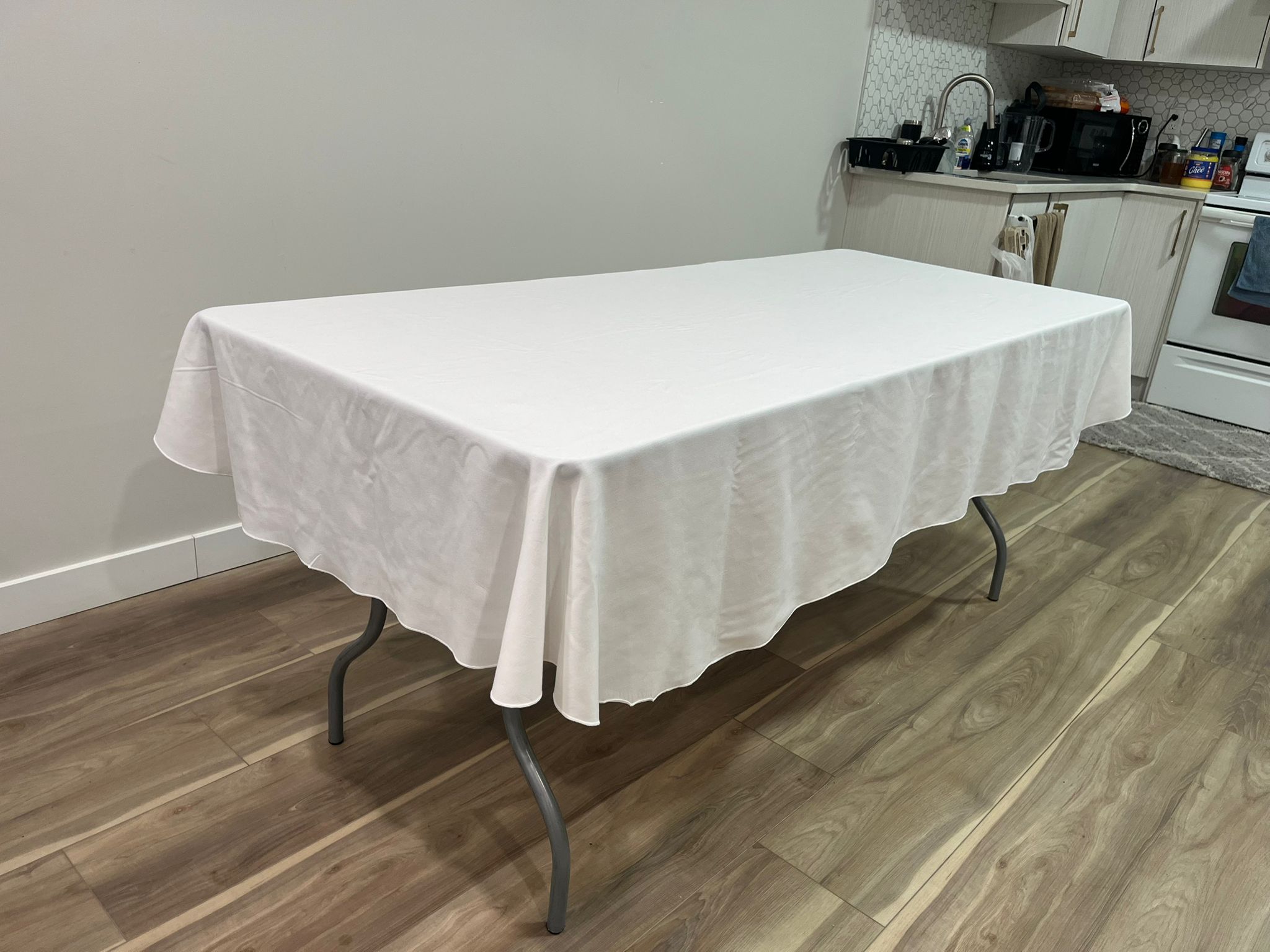 Linen-Draped Rectangular Table